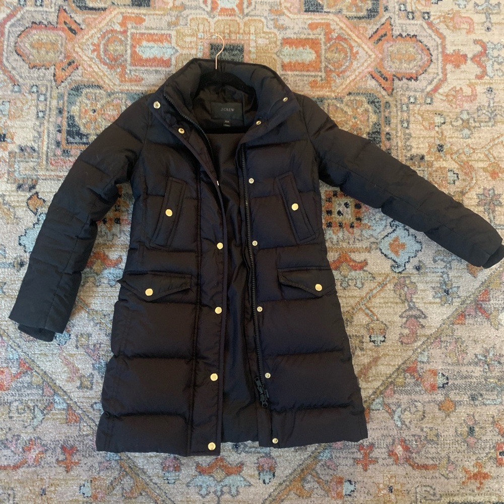 J Crew black down puffer coat